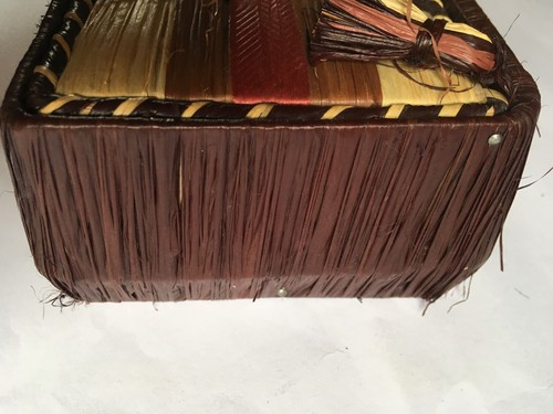 altes Schmuckkästchen/ Nähkästchen mit Bast, Handarbeit aus Omas Zeit, ca. 15x10 - Bild 7 von 9