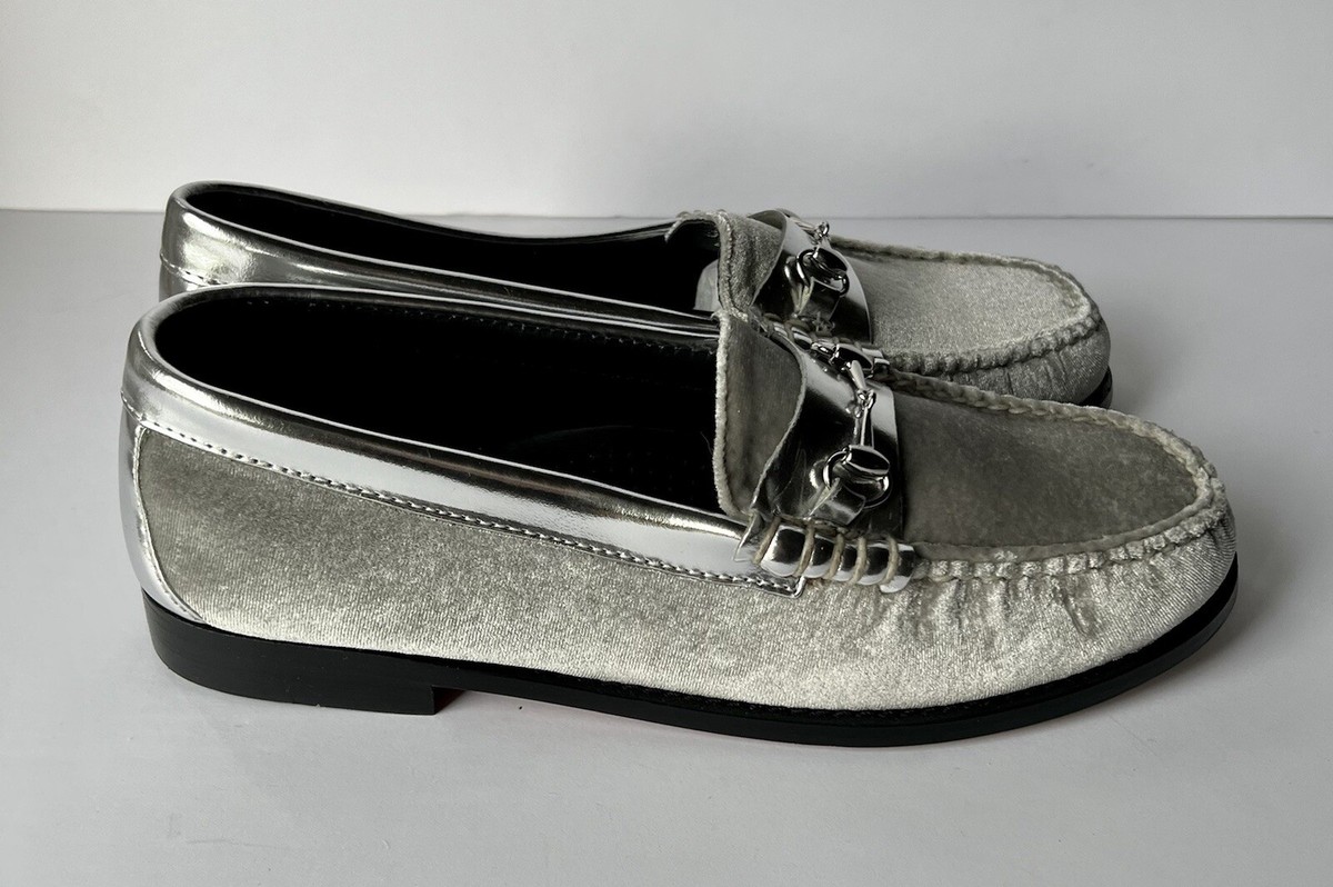 G.H Bass & Co Lianna Velvet Weejuns Horsebit Shoes Metallic G.H Bass & Co Lianna Velvet Weejuns Horsebit Shoes Metallic