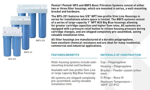 Pentair Pentek BBFS-222 Big Blue Three-Housing Filtration System, 1" NPT #20 ... - 第 4/4 張圖片