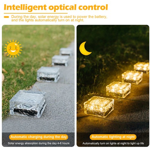 Cubo de hielo esmerilado de ladrillo solar luces LED exterior paisaje camino jardín decoración lámpara - Imagen 9 de 31