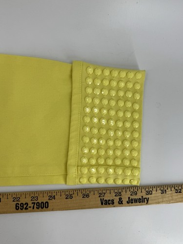 NUEVO CON ETIQUETAS DG2 2 piezas conjunto de pantalones de mezclilla amarillos estrás cuentas puños talla 16 chaqueta 1X - Imagen 22 de 24