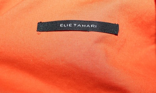 ELIE TAHARI WOMANS SHIRT SNAP BUTTONS W/ROLL UP TABS ORANGE MOCK NECK L - Picture 7 of 8