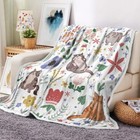 Cat Themed Flannel Fleece Throw Blanket 50X60 Polyester Modern Multicolor Adu.