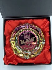 RAW Crystal Glass Ashtray Includes Presentation Box - New Rainbow Edition