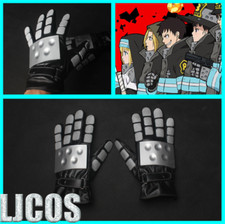 Fire Force Shinra Kusakabe PU Leather Full Finger Gloves Mask Party Prop Cosplay