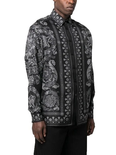 Camisas de vestir para hombre Versace geométricas 100 % seda