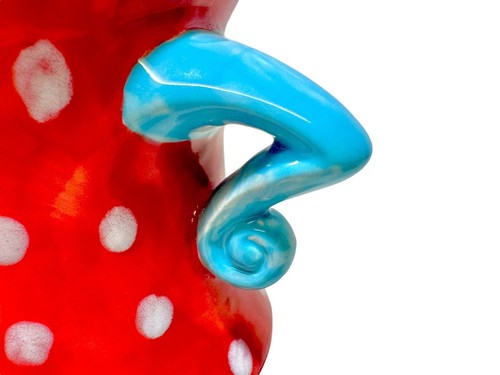Mayco 2013 Whimsical Attitude Red & Blue Dot Contrast Inside Ceramic Canister - Picture 6 of 20