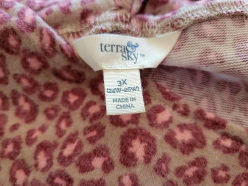 Camisa de hombro recortada con estampado de animales rosa 3X 24W-26W Terra & Sky para mujer nueva con etiquetas - Imagen 5 de 5