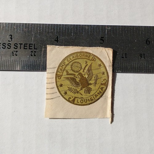 Official Camp Claiborne Louisiana U.S. Army Seal Sticker WW2 Era 1" Stamp - Picture 3 of 3