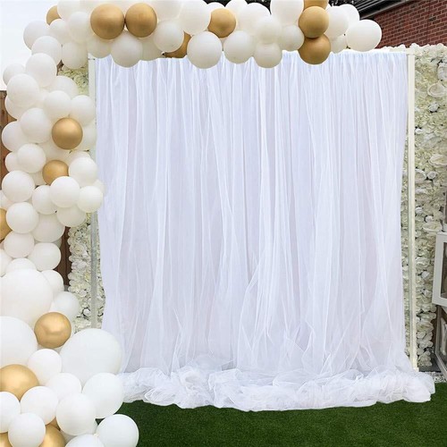 XXL Hintergrund Hochzeit Vorhang Fotografie Weiß Vorhänge Hochzeitsdeko 2/3/6m - Bild 12 von 15