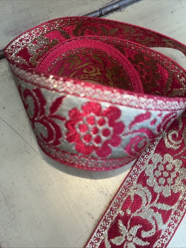 Vintage Trim Woven Jacquard Beautiful  Embroidered Ribbon Floral Lot 3 Pc Crafts - Picture 4 of 12