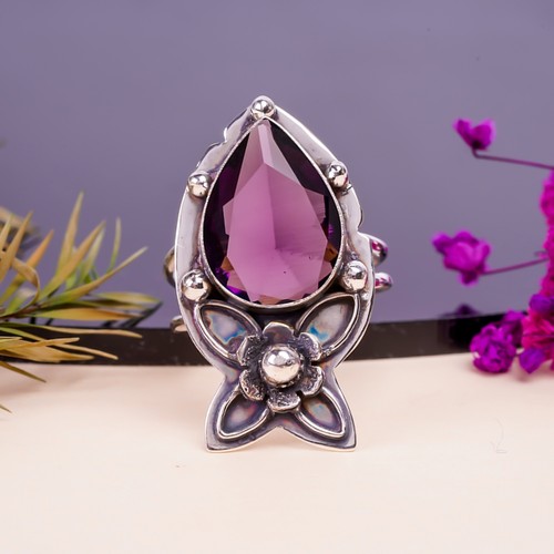 Purple Amethyst Gemstone 925 Sterling Silver Jewelry Ring All Size, Elegant Ring - Picture 1 of 4
