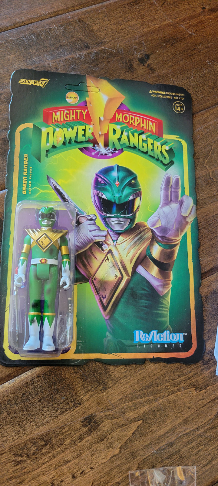 2021 SDCC SUPER7 REACTION FIGURE POWER RANGERS GREEN RANGER BATTLE DAMAGED