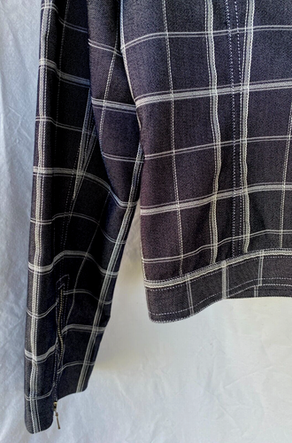VTG 90s..CAFE RACER..GRAY..PLAID..JACKET..EXPOSED ZIPPERS..WOMEN 6 - Picture 4 of 5