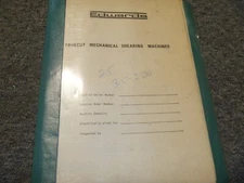 Edwards 14GA/2500 Truecut Shear Parts List Operator & Maintenance Manual xz