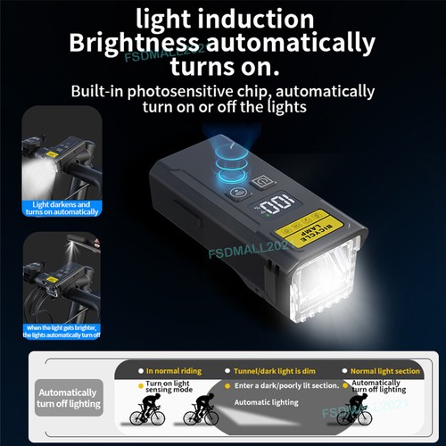 Bicycle LED Headlight Bike Front USB Rechargeable Light With Horn Speedometer - Picture 4 of 22