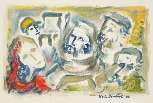 Boris Deutsch (1892-1978) "Jewish people", watercolor, 1940 (1) - Picture 2 of 10