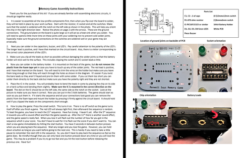 MEMORY GAME KIT (Simon) - Picture 3 of 3