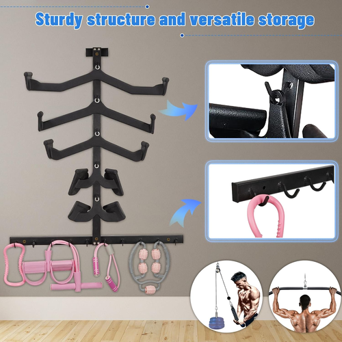 Wall-Mounted Gym Storage Rack – Holds LAT Pull Down Bars, Bands & Accessories - Picture 4 of 6