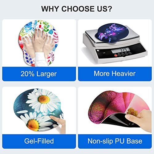 Ergonomic Mouse Pad with Gel Wrist Support Rest w/Coaster Non-Slip & Pain Relief - Picture 7 of 18