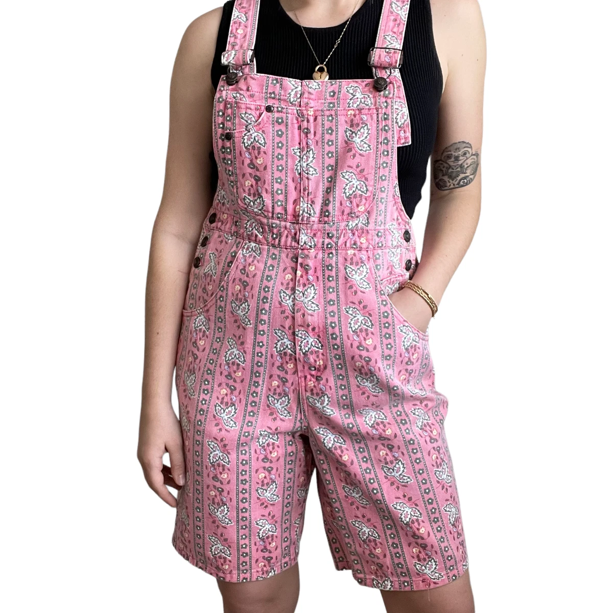 90s 1990s Pink Denim Short Overalls Cotton Overalls Womens Ladies Girls  Short Overalls Dungarees 2 Sizes S & M 