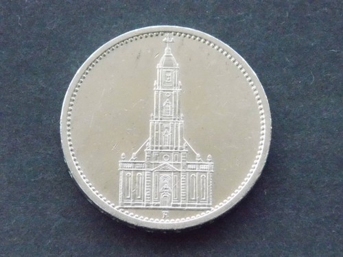 GERMAN 5 REICHSMARK 1935 A POTSDAM Garrison CHURCH Silver Coin 3RD WW2 Mark UNC - Picture 8 of 9