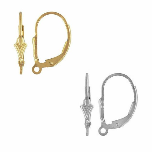 Leva Fleur De Lis in oro giallo o bianco massiccio 14 kt con anelli reperti 14 K - Foto 1 di 3