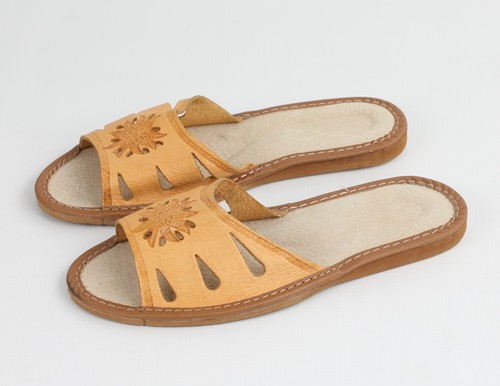 Women's Ladies Soft Natural Genuine Leather Slippers Sandals Slip On Sizes 3-8 - Picture 3 of 30