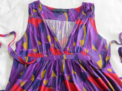 FRENCH CONNECTION FAB PURPLE 70'S PRINT SLEEVELESS LONG TUNIC MINI DRESS UK 10 - Picture 7 of 15