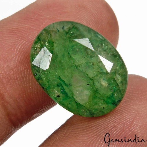 Anillo Certificado 12.40 Cts Natural Colombiano Verde Esmeralda Corte Ovalado Tamaño Piedra Preciosa - Imagen 4 de 8