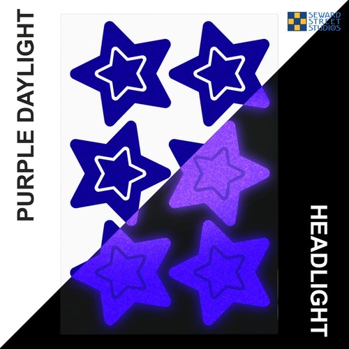Purple Stars Reflective Decals Set, 12 Stars Bike Helmet Stickers Kit #694R-PR - Bild 1 von 7