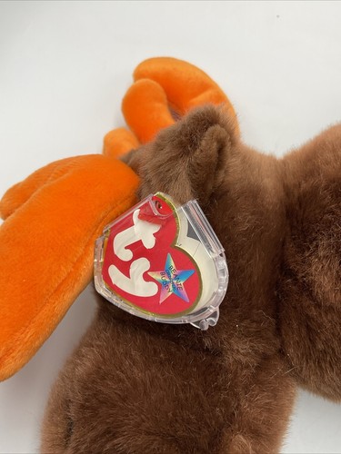 TY Beanie Buddy Chocolate Large Moose Plush With Tag In Plastic Protector - Picture 10 of 10