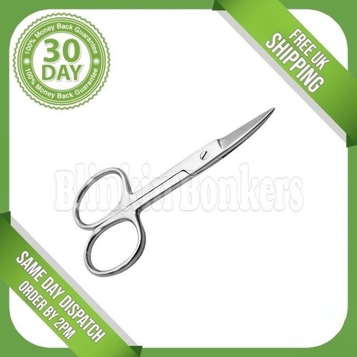 TOE FINGER NAIL SCISSORS SMALL CURVED SHARP STAINLESS STEEL MANICURE CUTICLE - Picture 1 of 4