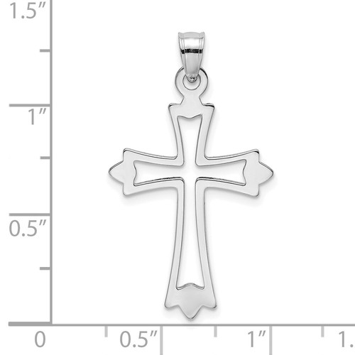 10K White Gold Polished Cut-Out Cross Charm - Picture 2 of 2
