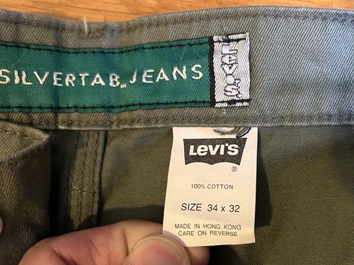 VINTAGE Levi’s Silvertab Carpenter Jeans Men’s 34x32 Olive Grey Boot Cut Baggy - Picture 5 of 16