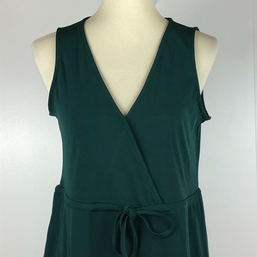 LUCKLISA Womens Dress Medium Green Sleeveless V Neck A Line Knee Length Stretch - Picture 4 of 11