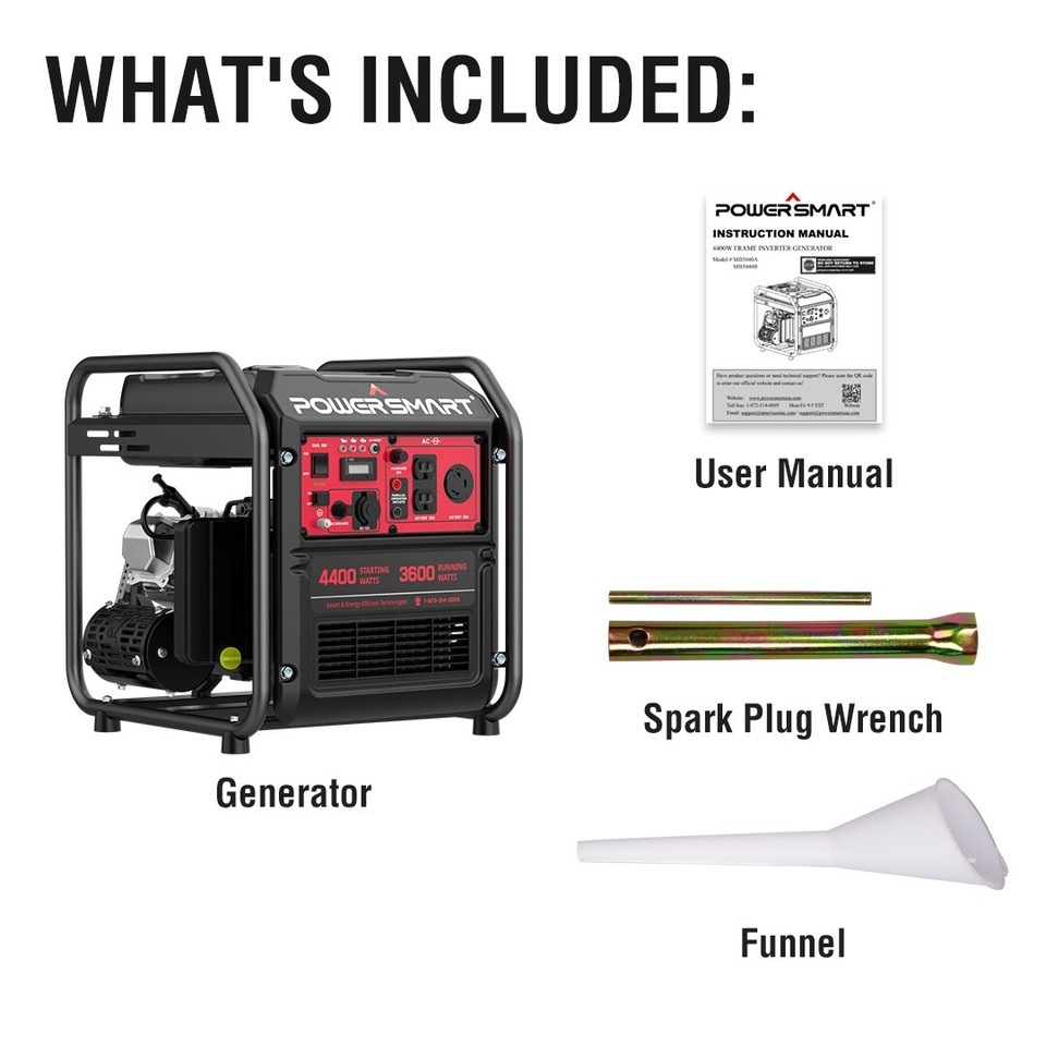 PowerSmart 4400W RV Ready Open Frame Inverter Gas Generator EPA