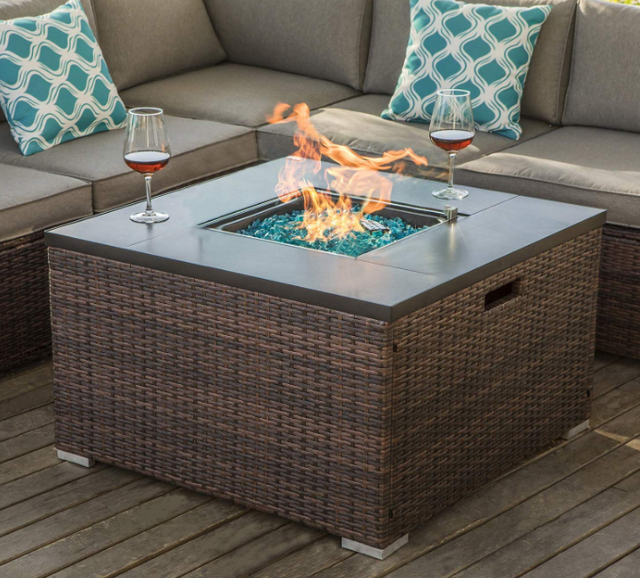 Patio Ceramic Tile Top Fire Pit Coffee Table Heater Fireplace