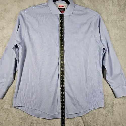 Awearness Kenneth Cole Men Awear-Tech Shirt L/S Blue Striped Size 18 X 34/35 - Picture 3 of 13