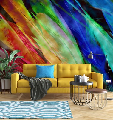 3D Aquarell Federn M409 Tapete Wandbild Selbstklebend Shandra Smith Fay