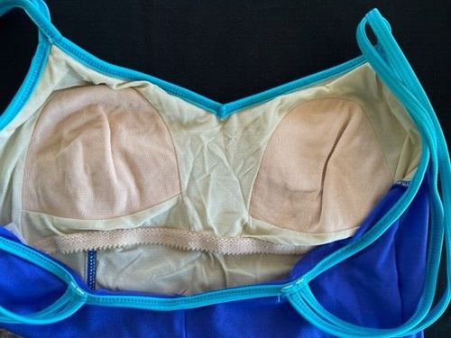 Coral Key One Piece Purple with Turquoise Trim Swimsuit, Size 14, Built in Bra - Picture 5 of 8