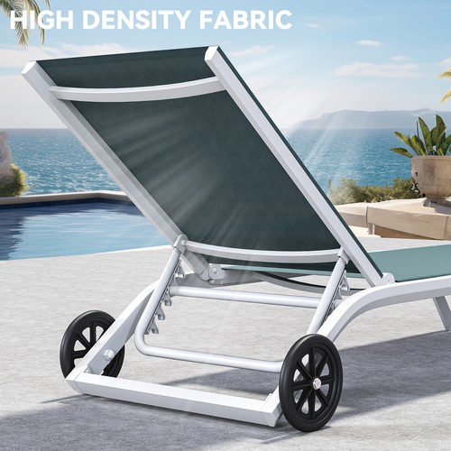 Suavir 1Pcs Outdoor Chaise Lounge Patio Chair w/Wheels Adjustable Pool Recliner - Picture 6 of 7