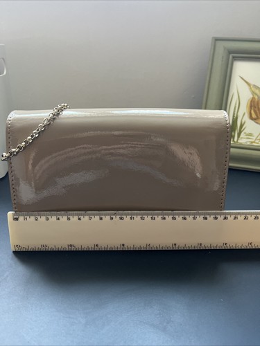 Hobbs Patent Leather Dark Nude Clutch Bag - Picture 6 of 8