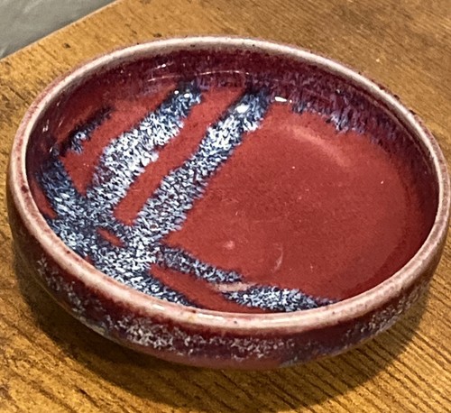 2017 Whitefish Pottery Montana Vase Bowl Miniature Red Blue 2.5" - Picture 6 of 8