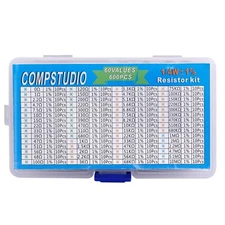 600Pcs 60 Values 1% 1/4W Resistor Kit 0 Ohm-10M Ohm Metal Film Resistors Kit