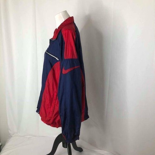 Chaqueta cortavientos Nike para hombre XL clásica roja azul cremallera completa atlética - Imagen 4 de 7