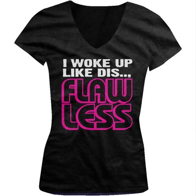 I Woke Up This Way Flawless Pink Diamond Song Lyrics Am Juniors V-Neck T-Shirt