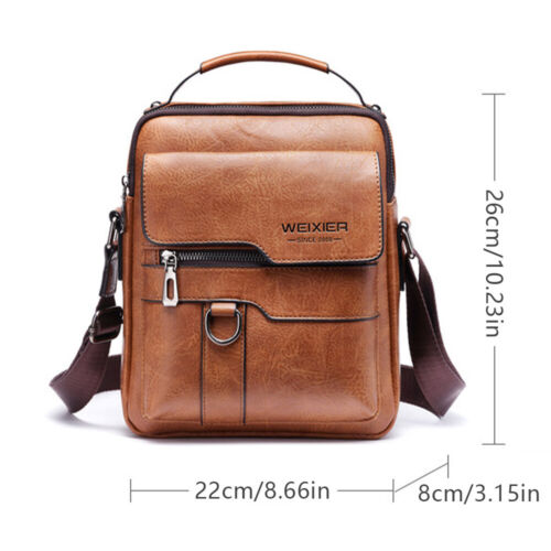 Schultertasche Leder Umhängetasche Handtasche Braun Messenger Tasche Herren - Bild 3 von 8