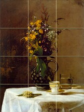 Art Still Life Vase Flowers Ceramic Mural Backsplash Tile 861