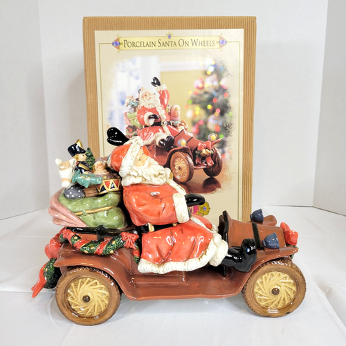 Grandeur Noel Porzellan Weihnachtsmann auf Rädern Auto 2003 Collectors Edition Weihnachten